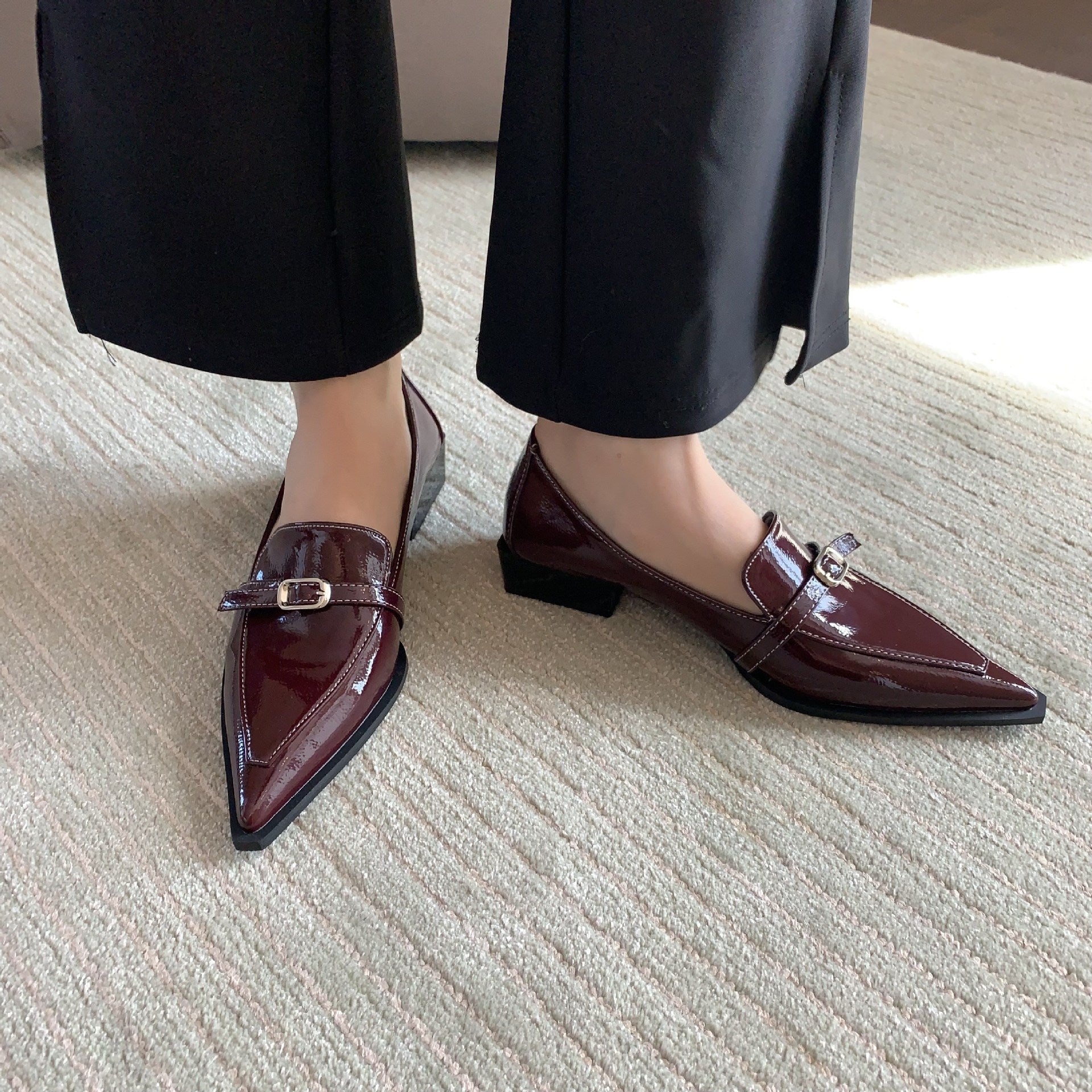 Stylish Chunky Heel Pointed Toe Shoes - CasualFlowshop