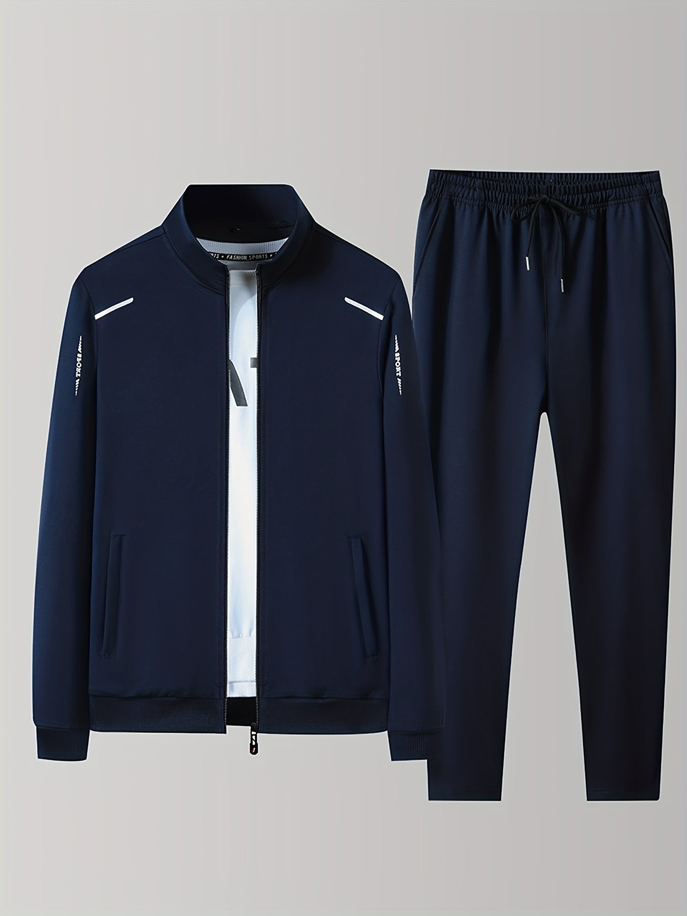 Jacket with pants. Text: Fleece Men's Athletic Tracksuit in CasualFlowShop