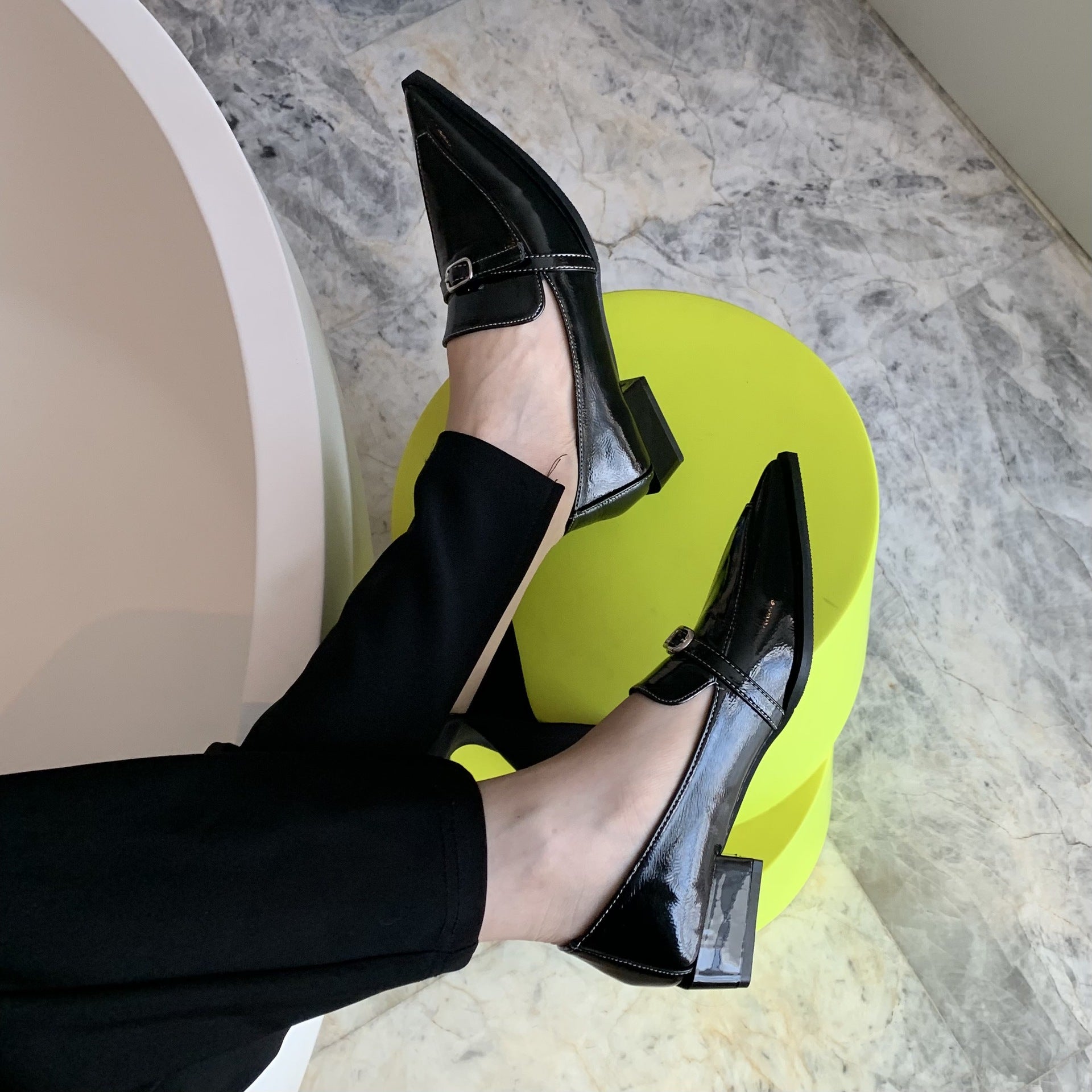 Stylish Chunky Heel Pointed Toe Shoes - CasualFlowshop