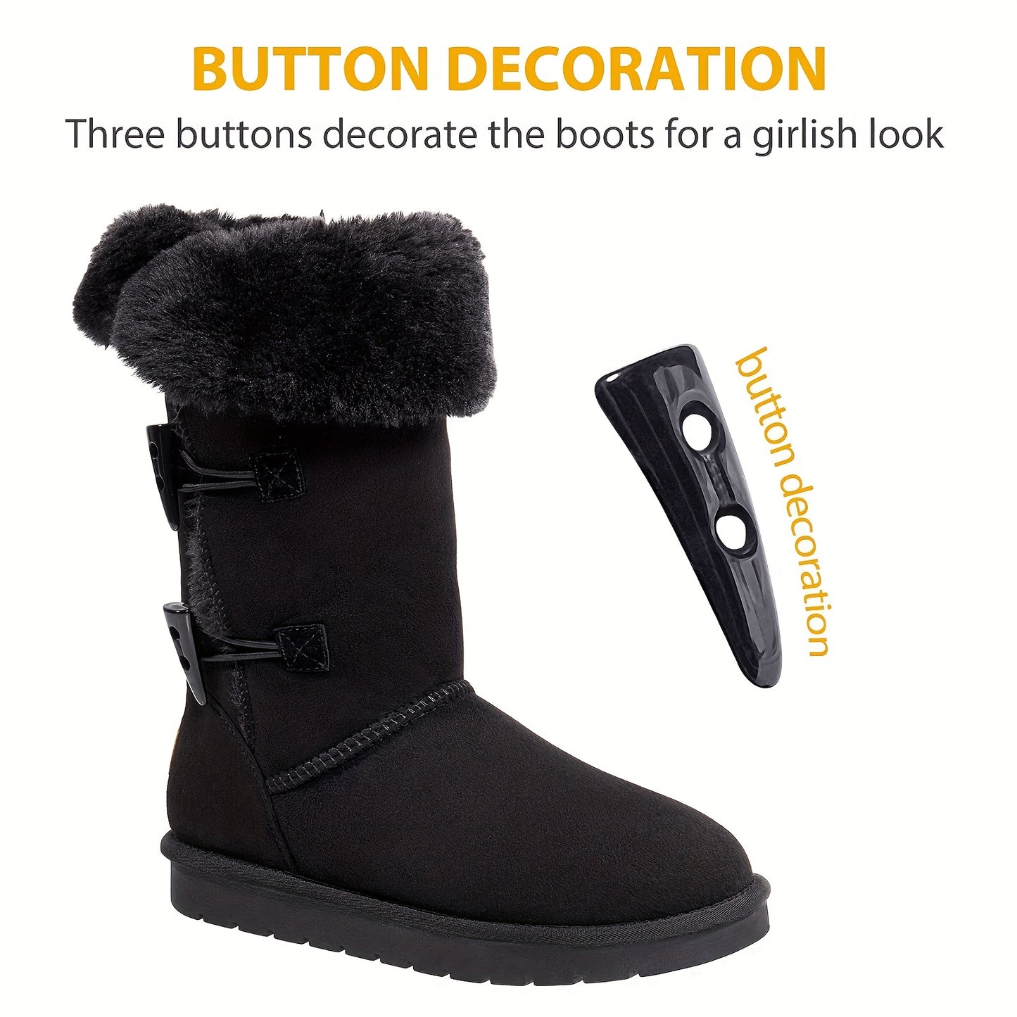 Elegant Faux Fur-Lined Winter Snow Boots for Women: Stylish, Comfortable, Knee-High with Non-Slip Sole - Boots-CasualFlowshop 