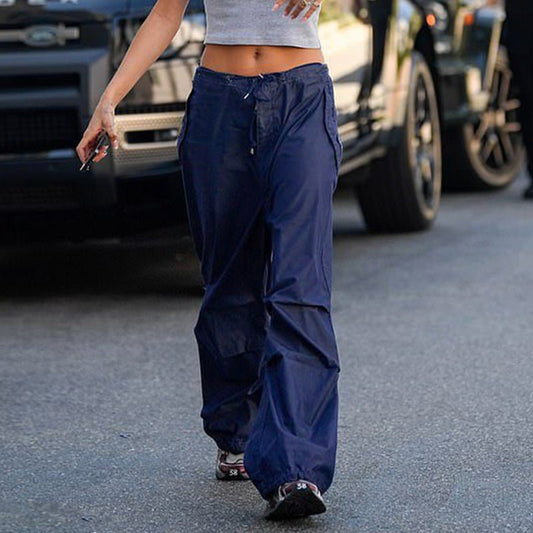 Women Vintage Street Cargo Jeans Casual Wide Leg Pants - CasualFlowshop