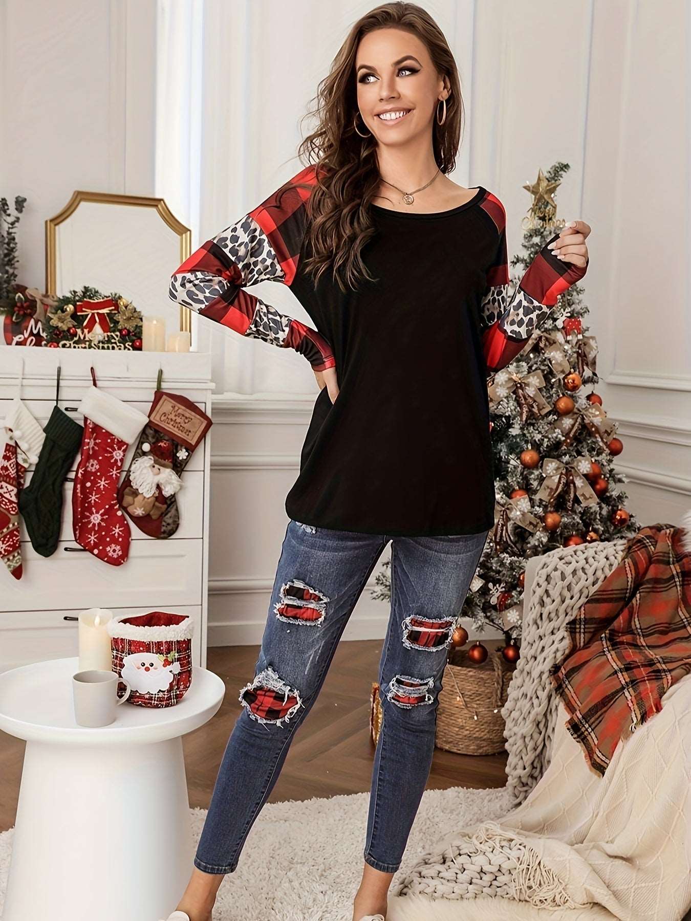 Classic Comfort: Plaid Long Sleeve T - shirt for Everyday Style - CasualFlowshop