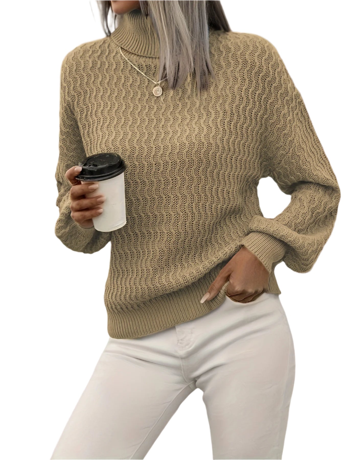 Women’s Turtleneck Thick Needle Sweater - Casualflowshop