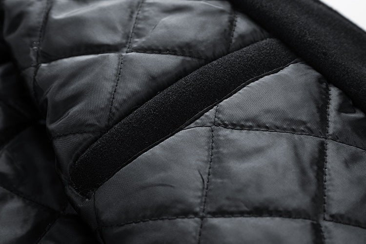 American Baseball Jacket with casual embroidery stitching, ribbed cuffs, and classic design in multiple colors.
