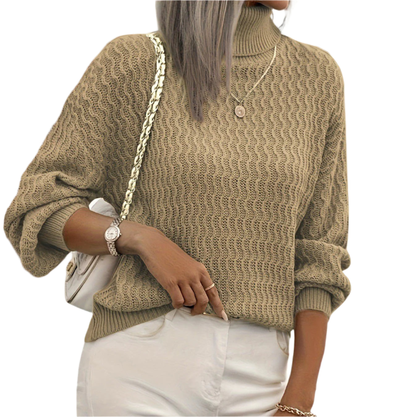 Women’s Turtleneck Thick Needle Sweater - Casualflowshop