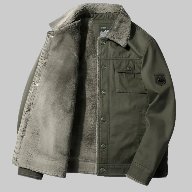 Men’s Thick Lamb Wool Military Jacket - CasualFlowshop