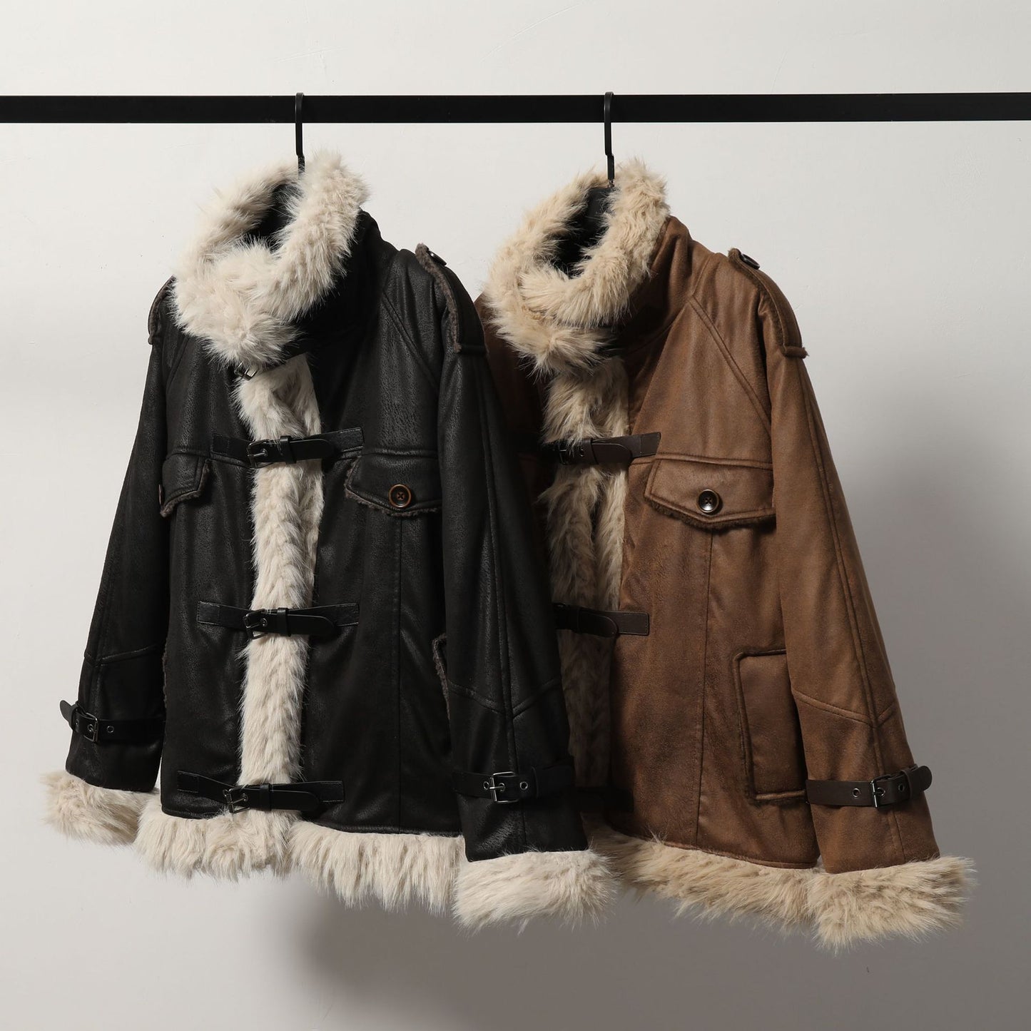 Elegant Women's Shearling Leather and Wool Coat with cozy shearling lining, tailored fit, and premium materials for winter