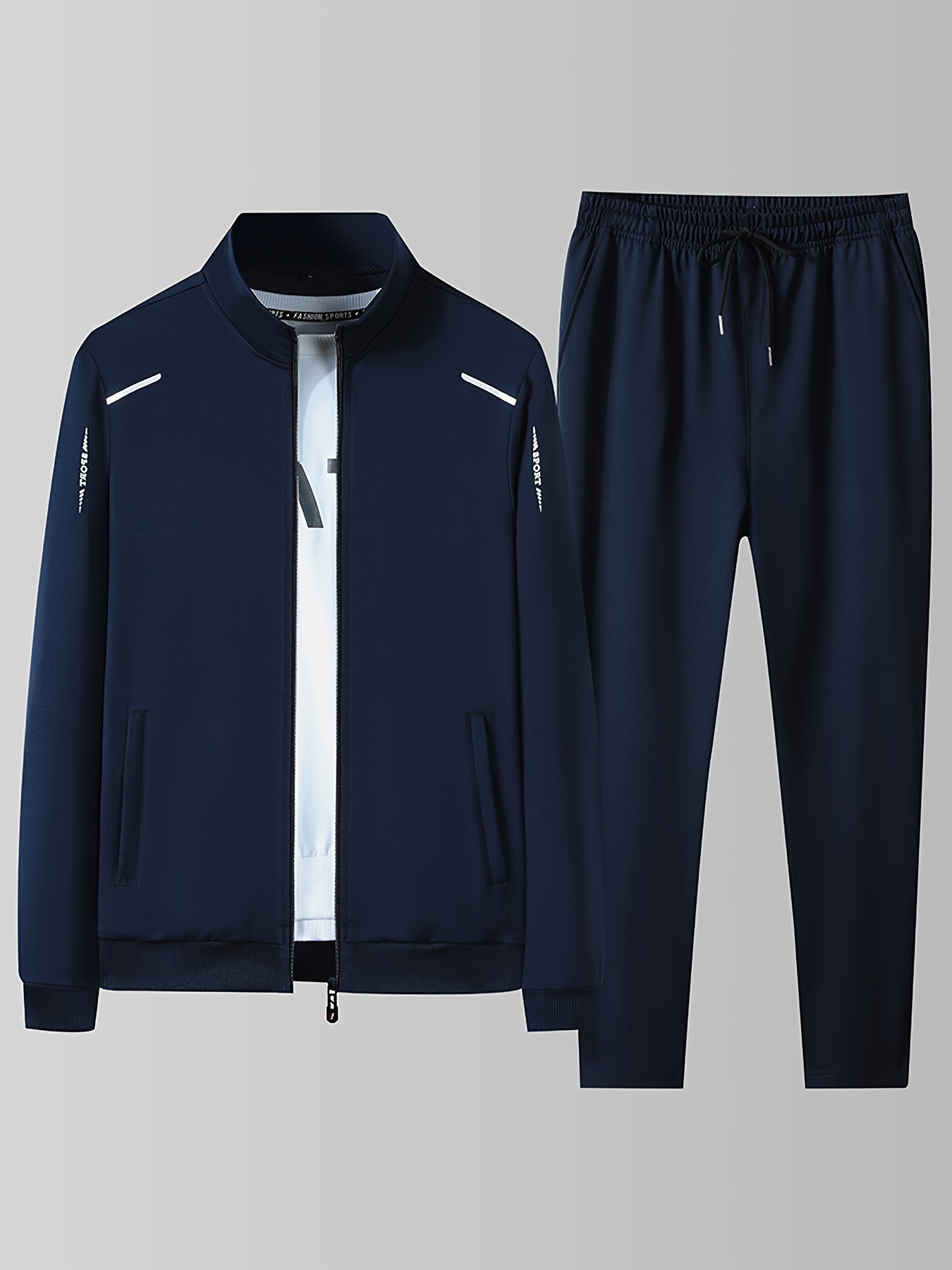 Jacket with pants. Text: Fleece Men's Athletic Tracksuit in CasualFlowShop