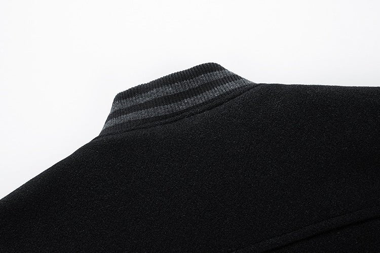 American Baseball Jacket with casual embroidery stitching, ribbed cuffs, and classic design in multiple colors.