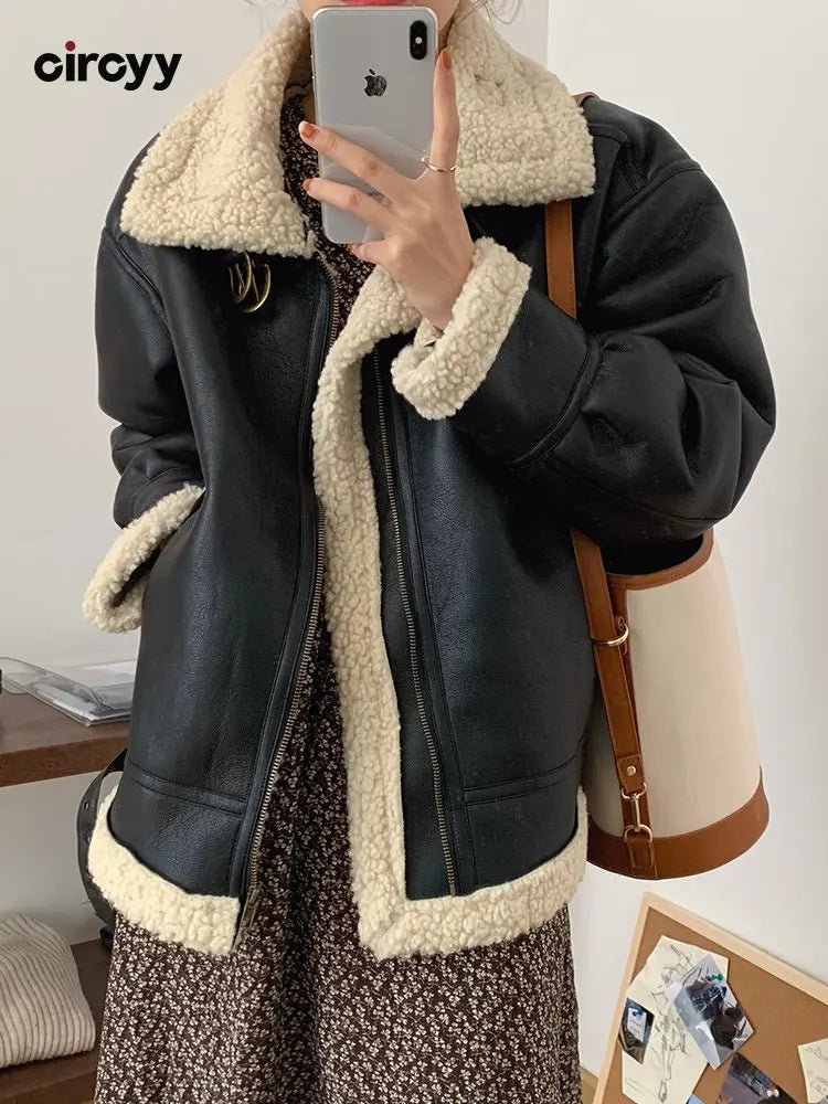 Stylish Women's Faux Leather Jacket with a classic design, zippered front, and premium faux leather material.