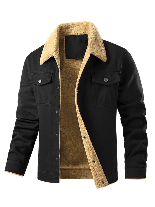 Stay Warm and Stylish All Winter with the Men's Color Block Fleece-Lined Winter Coat - CasualFlowshop