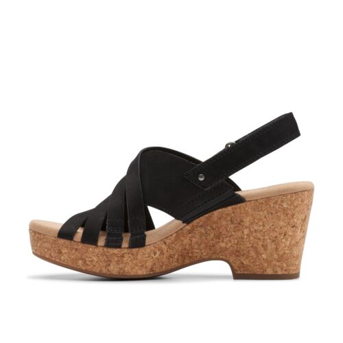 Clarks Giselle Ivy Sandals – Black Leather Comfort - CasualFlowshop