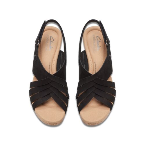 Clarks Giselle Ivy Sandals – Black Leather Comfort - CasualFlowshop