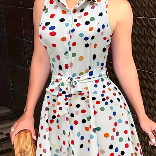 Stylish Abstract Sleeveless Dress with Tie-waist - Chic Semi-Sheer Summer Fashion for Women - CasualFlowshop