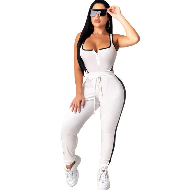 Why You Need the Best Valvet Pants Set: Elevate Your Style with Comfort and Elegance - bodysuit, Sexy sleeveless, Summer, tracksuit, Velvet, Women Pants Suit-CasualFlowshop 