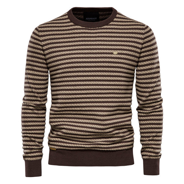 Spliced Cotton Sweater: The Perfect Winter Essential - Men's Sweater, Pullover Knitted Sweaters, sweater-CasualFlowshop 