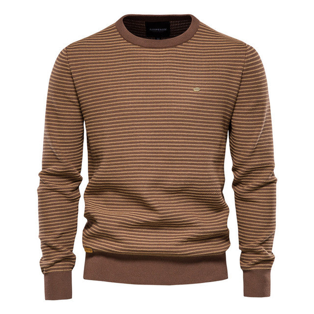 Spliced Cotton Sweater: The Perfect Winter Essential - Men's Sweater, Pullover Knitted Sweaters, sweater-CasualFlowshop 