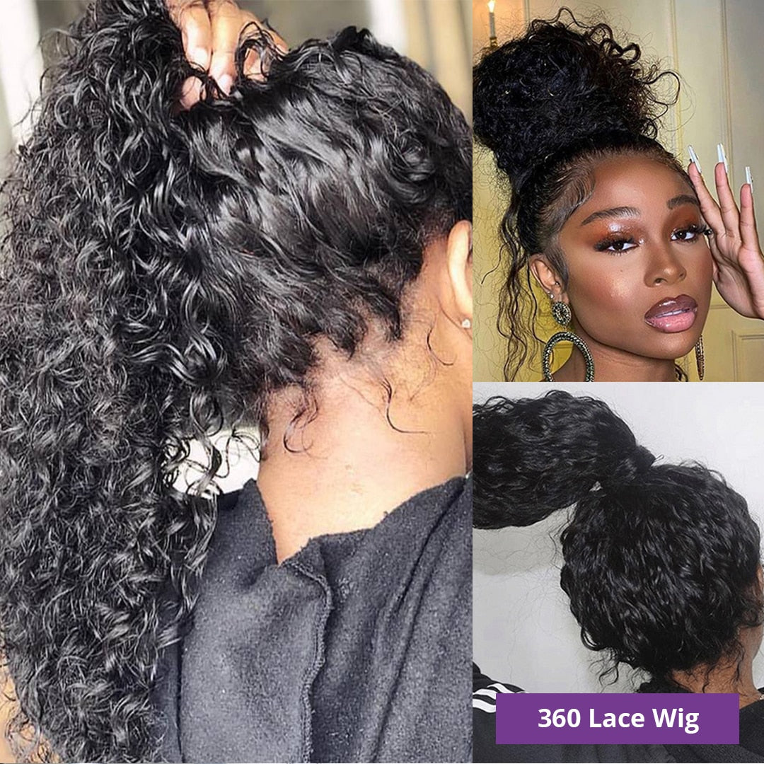 Premium Curly hair lace frontal - Natural Black  -CasualFlowshop 