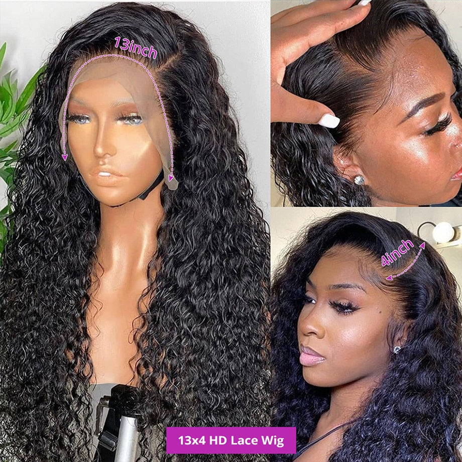 Premium Curly hair lace frontal - Natural Black  -CasualFlowshop 