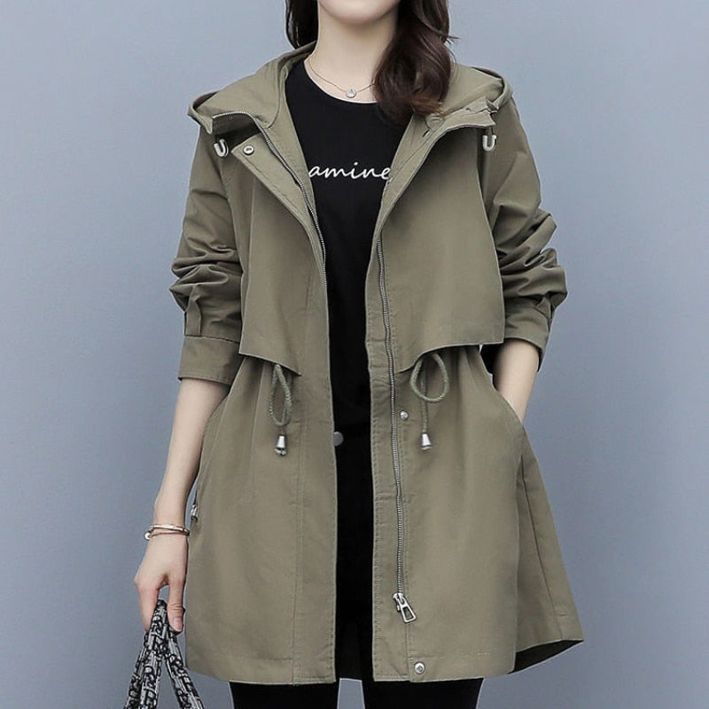 Stay fashionable and sophisticated with mid-length trench coats - Women's Jackets-CasualFlowshop 