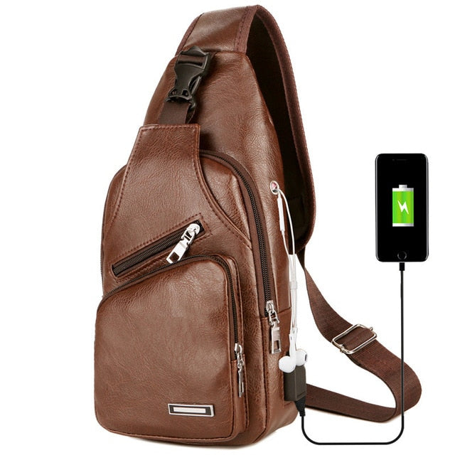 Go far with Unique USB Charging Chest Bag Now - Men's Sling Bag, slim bag-CasualFlowshop 