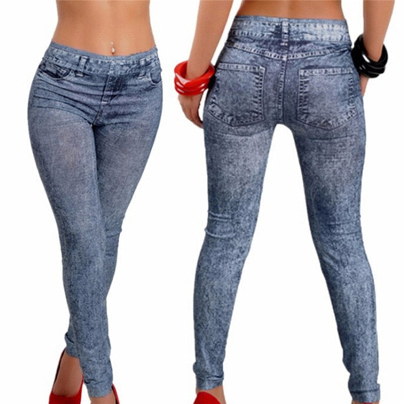 Get the Best of Both Worlds with Blue Leggings Jeans for Women - Leggings-CasualFlowshop 